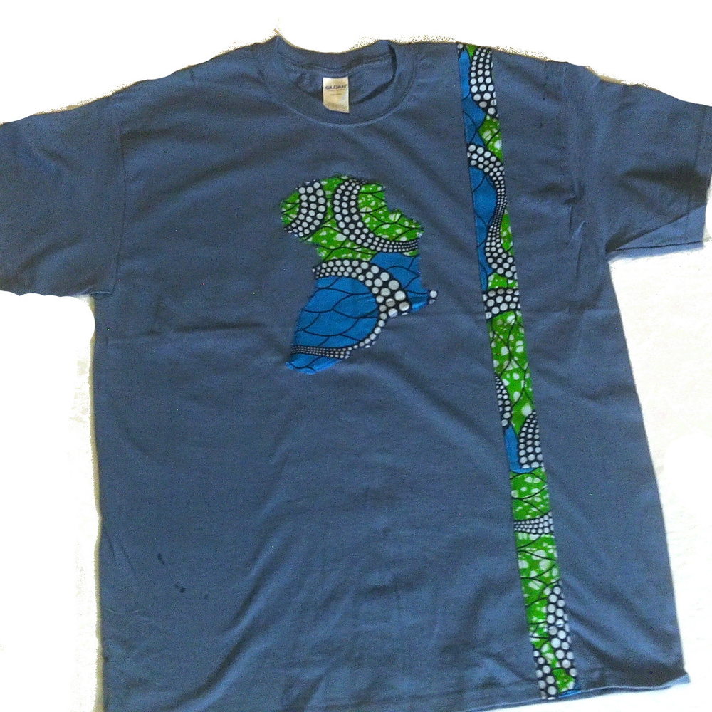 Ndigo Blue African Print Design Map shirt